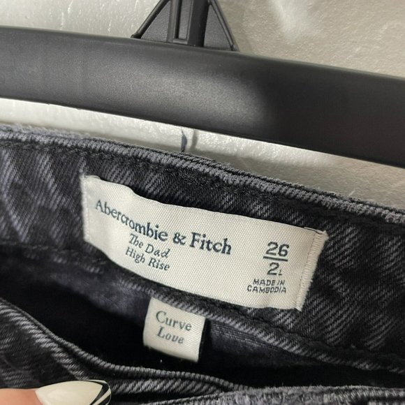 Abercrombie & Fitch Black Distressed Curve Love The Dad High Rise Jeans - Picture 4 of 8